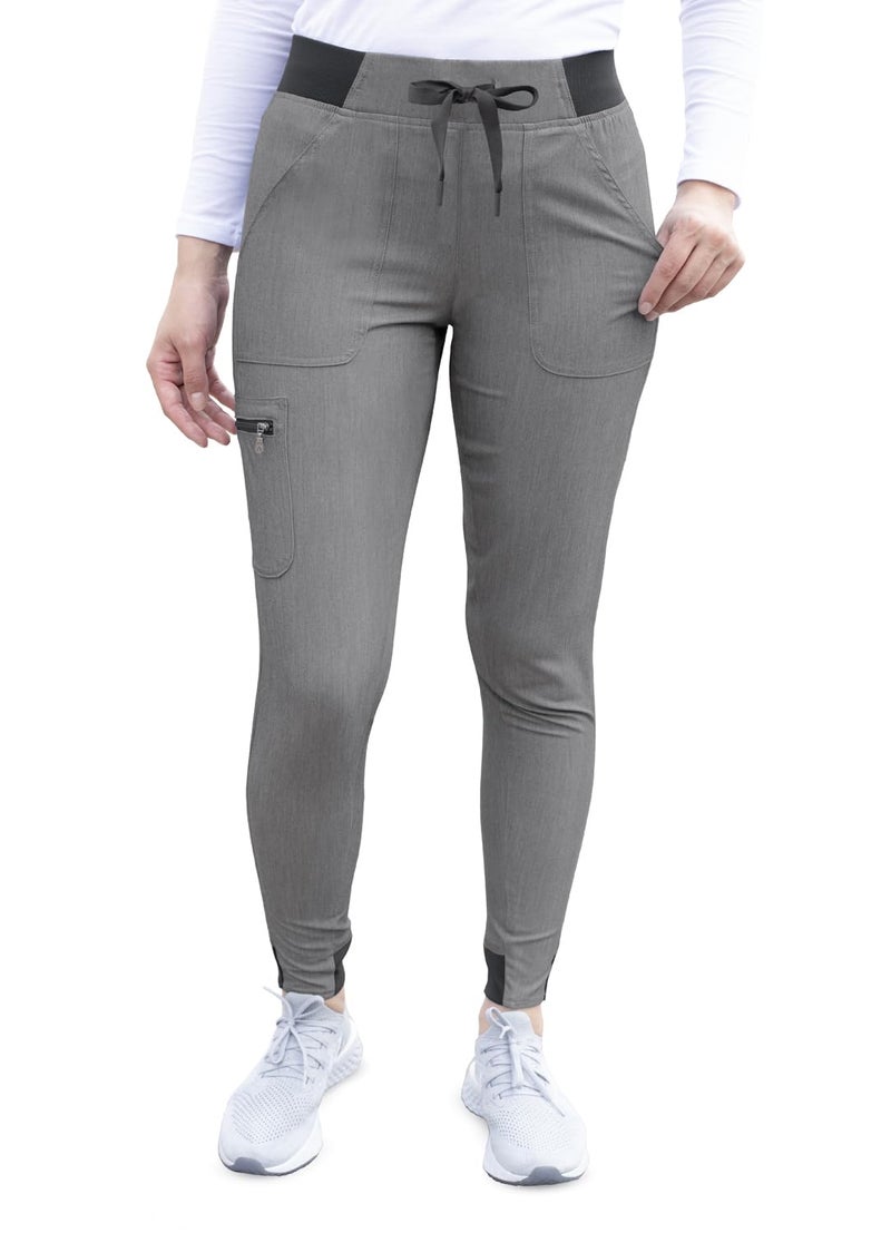 Adar Uniforms, Pro Heather Scrubs for Women - Ultimate Yoga Jogger Scrub Pants - P7104H - Heather Grey - S - Image 1